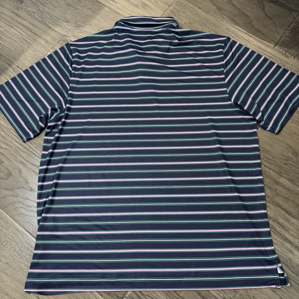 Roundtree And Yorke Performance Striped Short Sleeve Golf Polo Shirt Men's SZ L - Picture 8 of 8